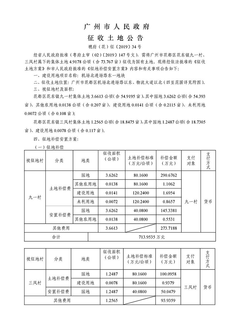 廣州市人民政府征收土地公告--穗府（花）征〔2019〕34號(hào)1.jpg